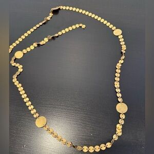 Gold Disc Station Long Necklace - Women Jewelry